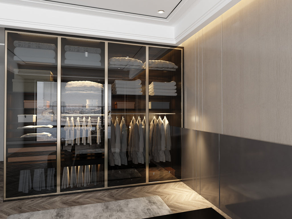 Luxury Sliding Wardrobe _ Smoked Glass
