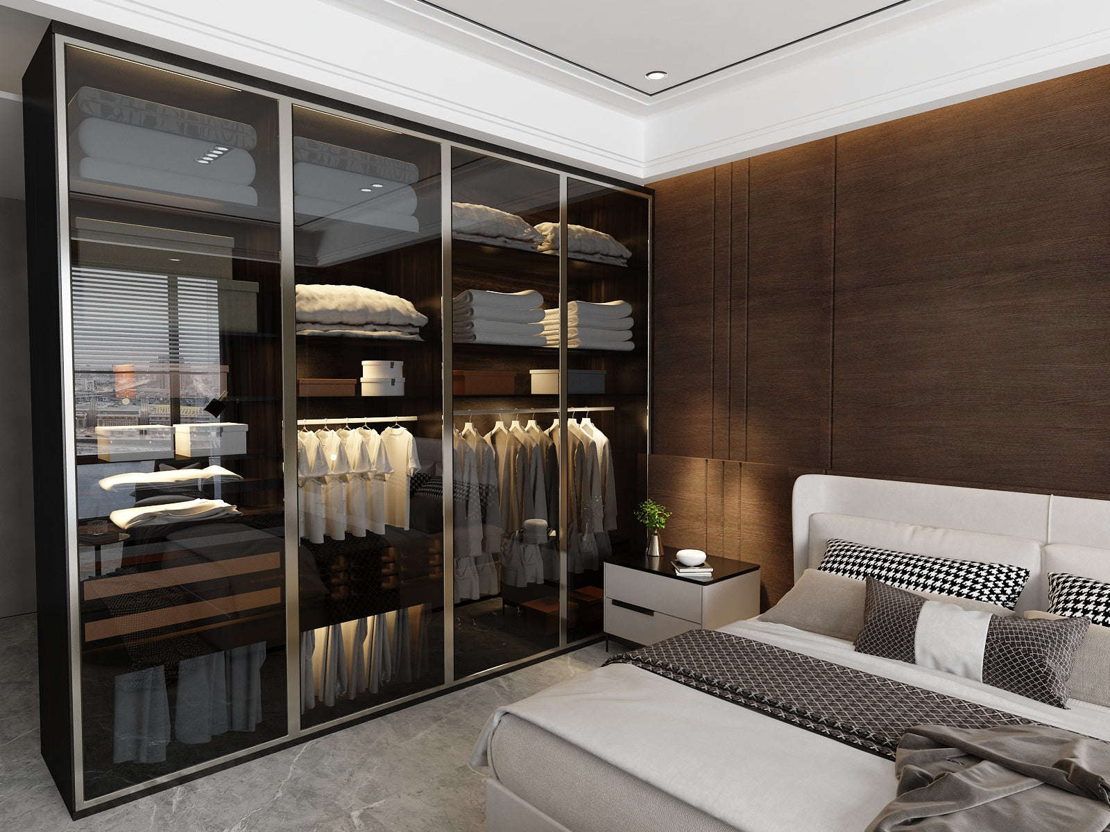 Luxury Sliding Wardrobe _ Smoked Glass
